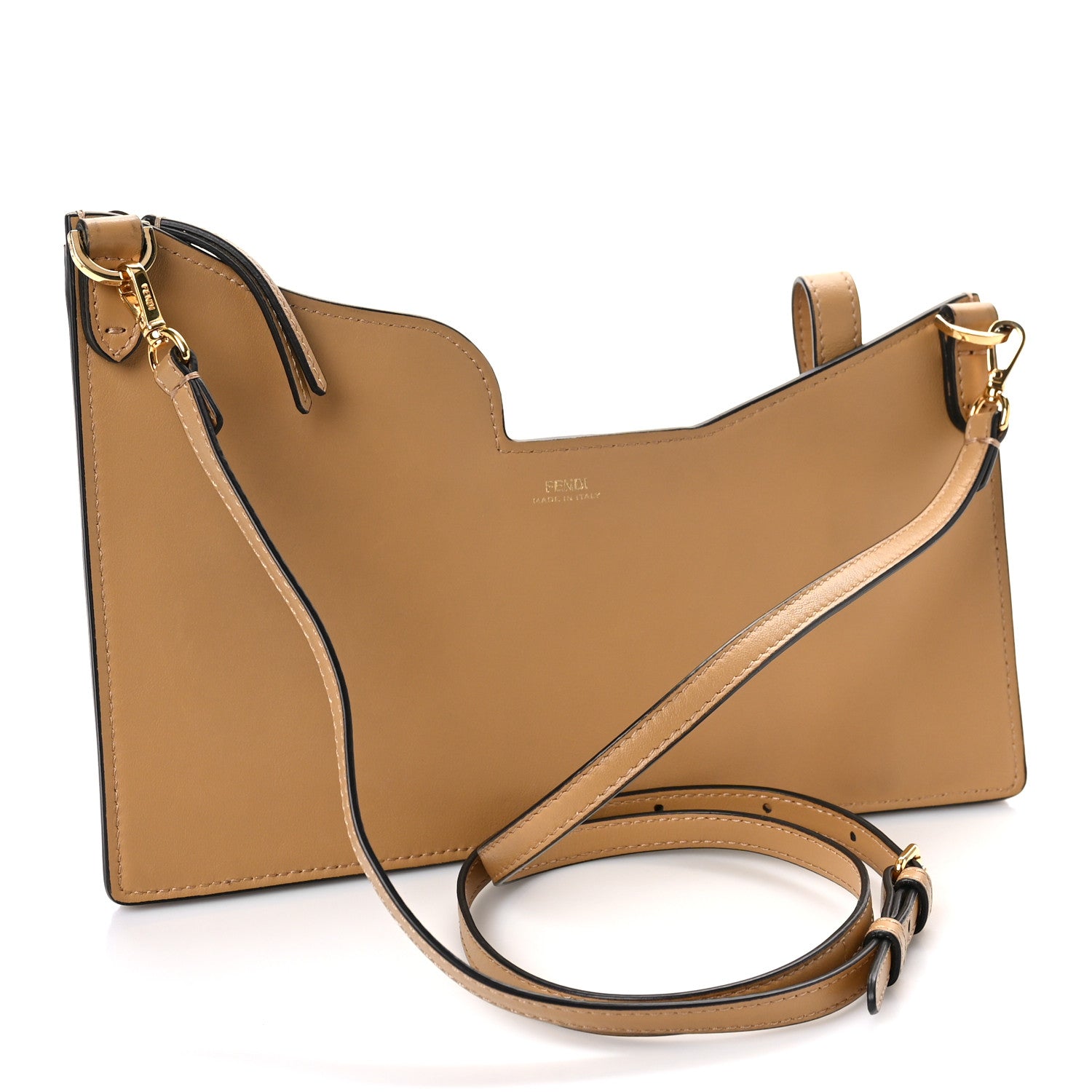 Fendi Vitello Grace Matte 3 Pocket Mini Crossbody Bag Miele Scuro 3 of 8
