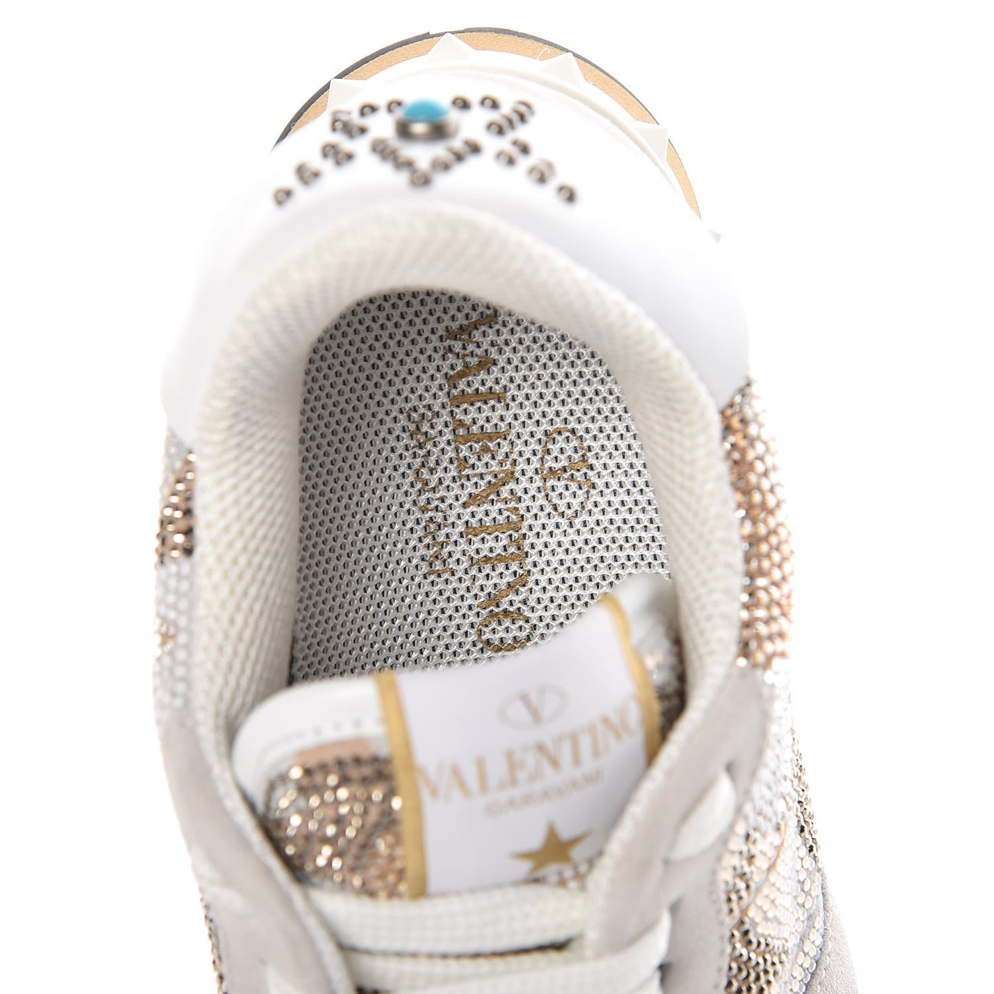 Suede Crystal Camustars Womens Rockrunner Sneakers 35 Chalk White