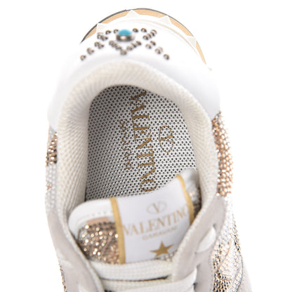 Valentino Garavani Suede Crystal Camustars Womens Rockrunner Sneakers 35 Chalk White 6 of 8