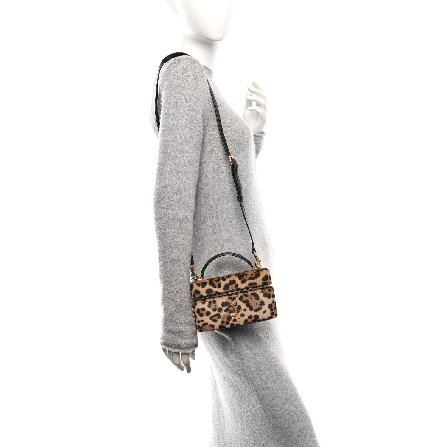 Saint Laurent Pony Hair Leopard Print Mini Gaby Vanity Case Brown Black 2 of 11