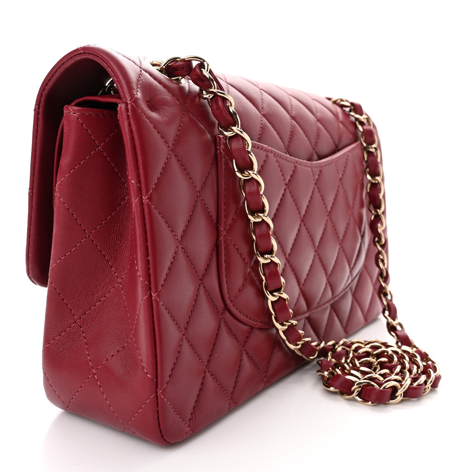 Chanel Lambskin Quilted Medium Double Flap Burgundy 3 of 10