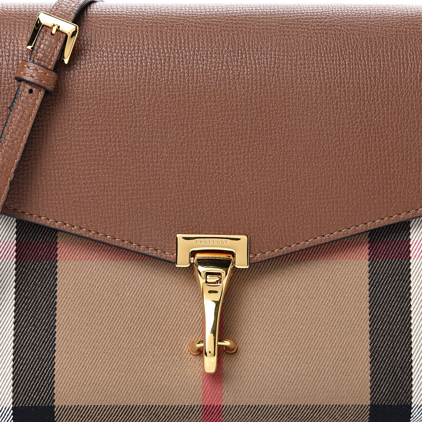 Derby Calfskin House Check Small Macken Crossbody Bag Tan