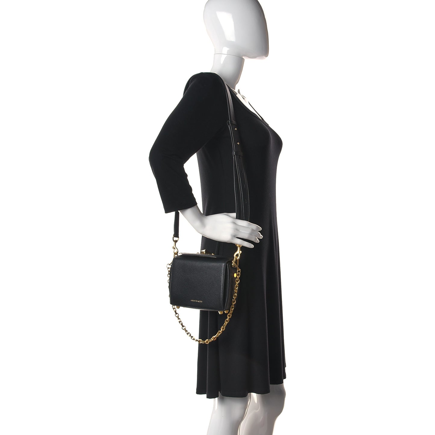 Silky Amish Grained Goatskin Box Shoulder Bag 16 Black
