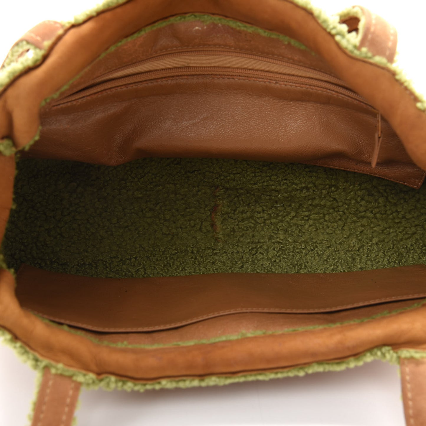 Suede Shearling Shoulder Bag Light Brown
