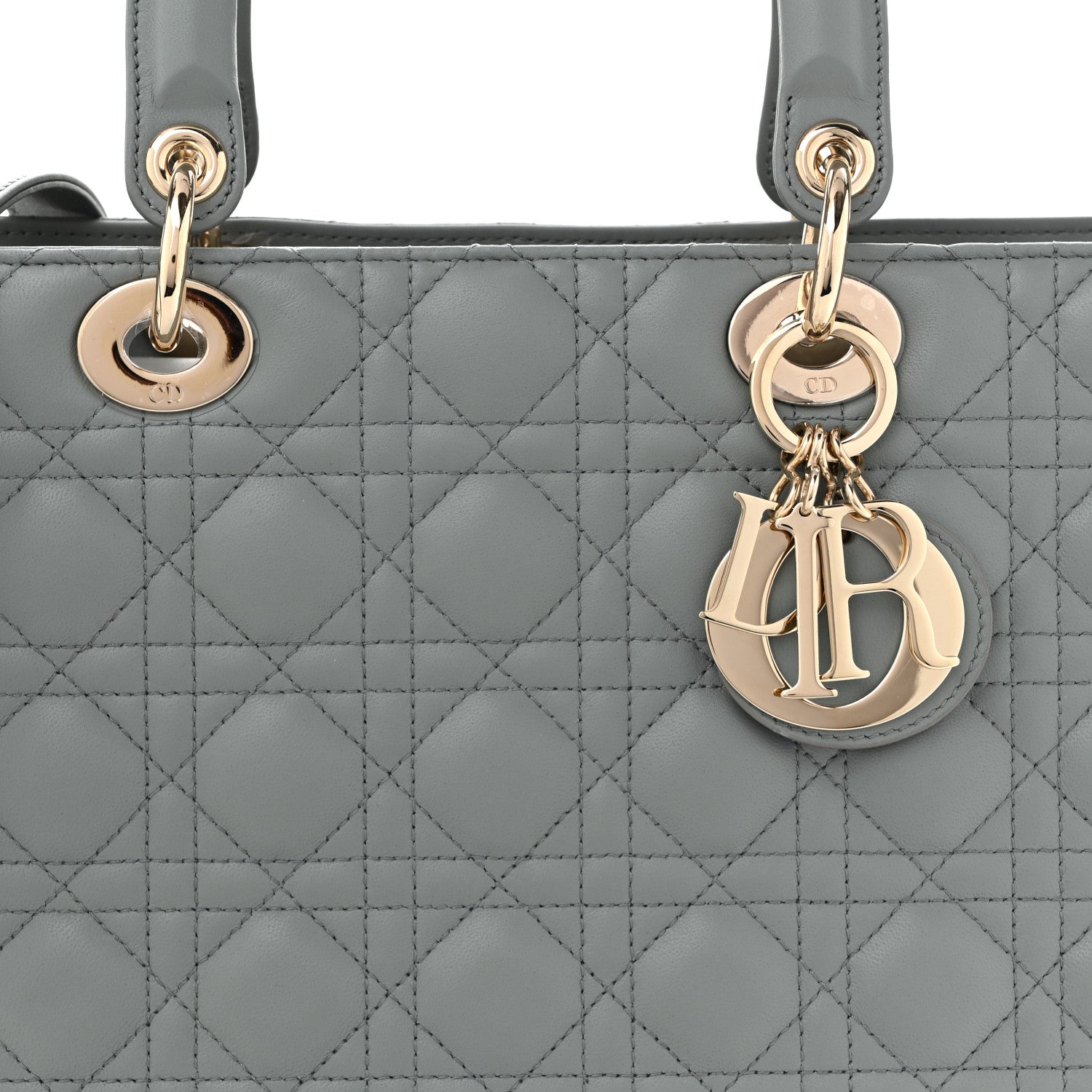 Christian Dior Lambskin Cannage Large Lady Dior Stone Grey 8 of 10