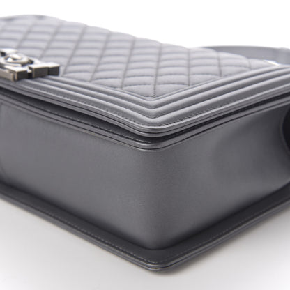 Chanel Metallic Calfskin Quilted New Medium Boy Flap Grey 7 of 12