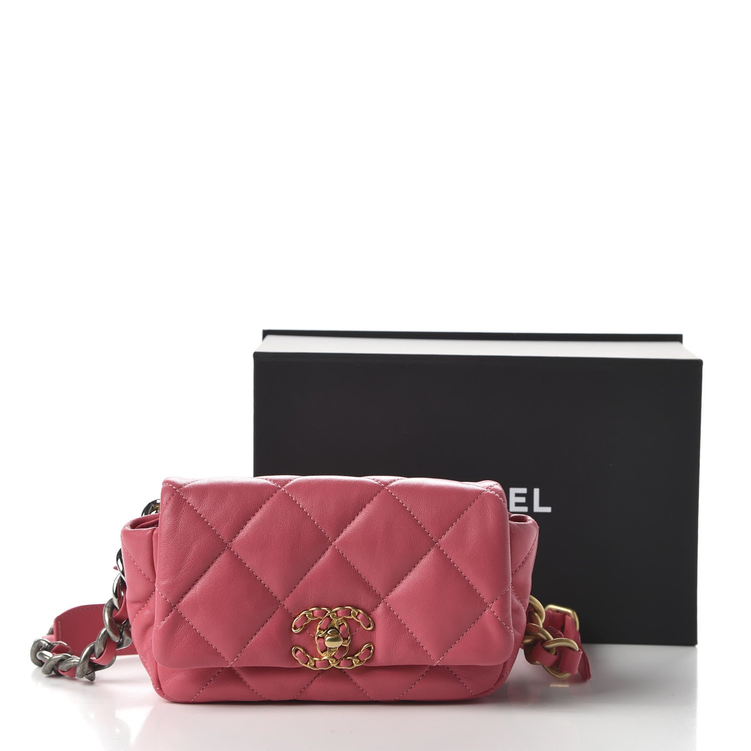 Chanel Lambskin Quilted 19 Waist Bag Pink 20 of 21