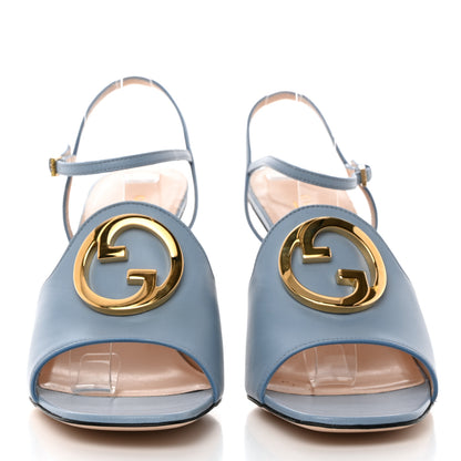 Gucci Malaga Kid Blondie 85mm Slingback Sandals 39 Cloudy Blue 3 of 9