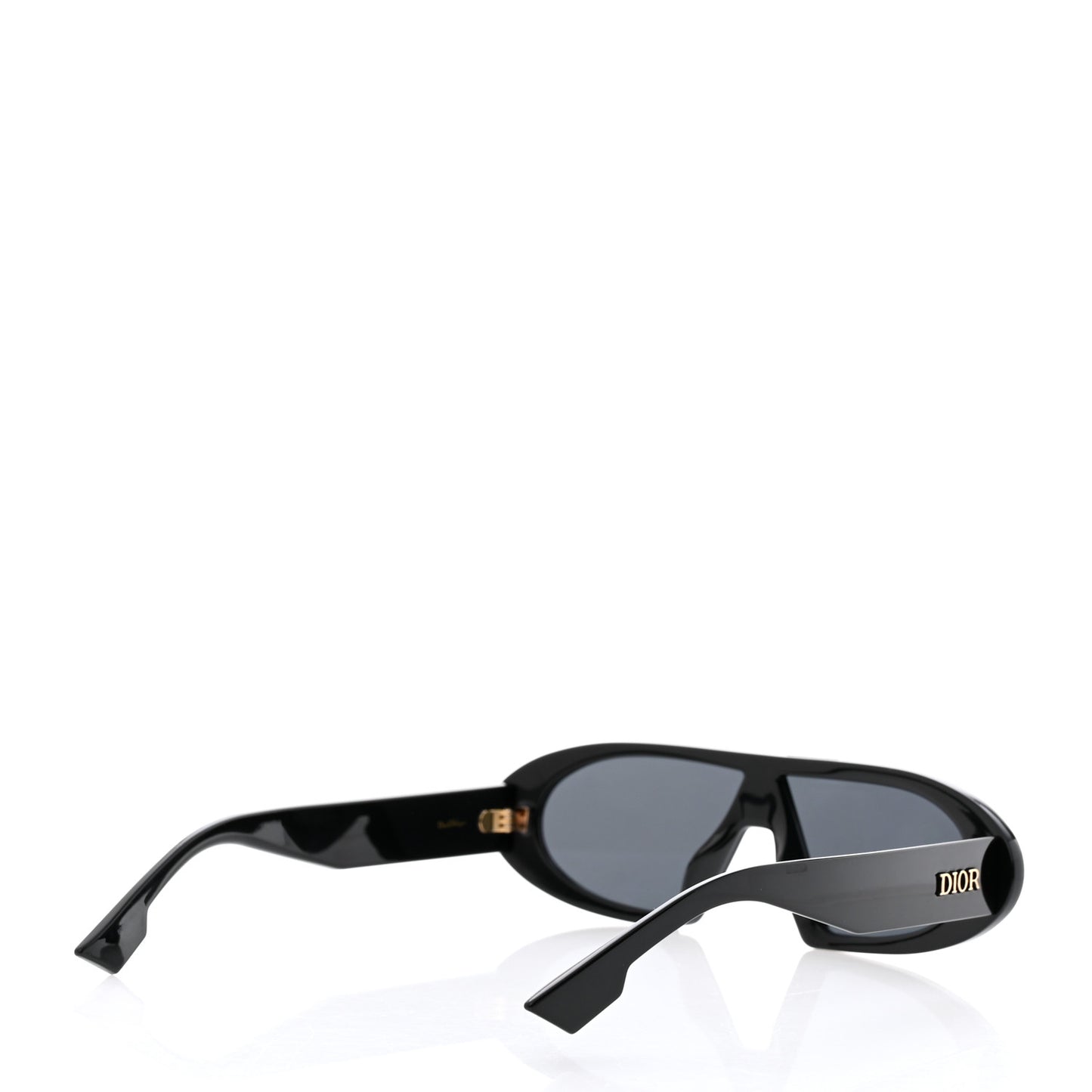 Acetate Oblique Oval Sunglasses Black