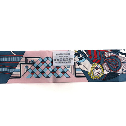 Hermes Silk De l'Ombrelle Aux Duels Twilly Bleu Moyen Rose Pale 2 of 3