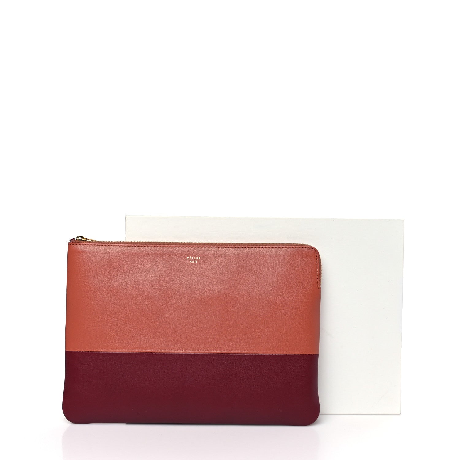 Celine Lambskin Bi-Color Solo Clutch Pouch Terracotta 10 of 10