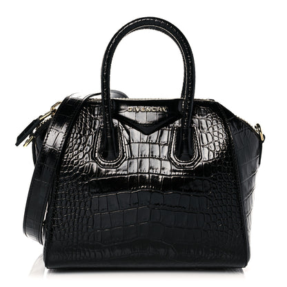 Givenchy Calfskin Crocodile Embossed Mini Antigona Black 1 of 9