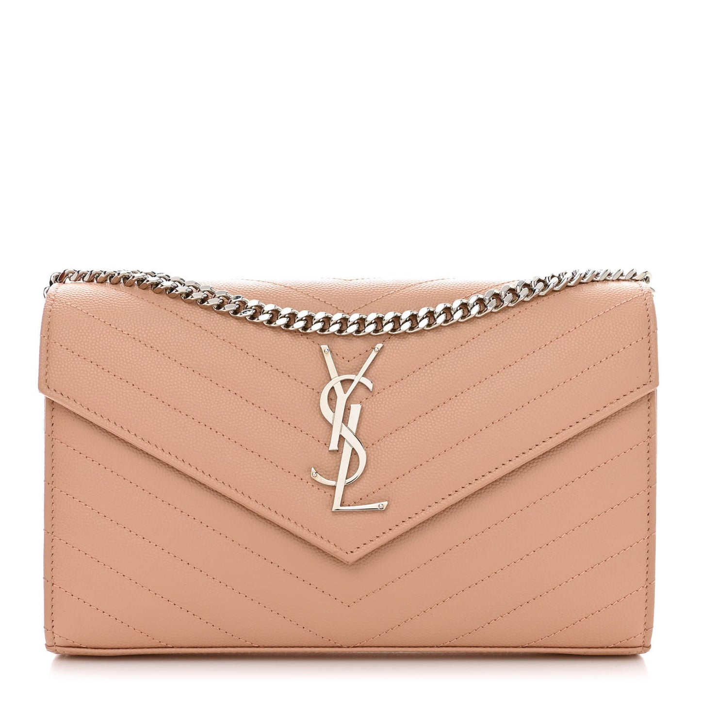 Grain De Poudre Matelasse Chevron Monogram Chain Wallet Pale Pink