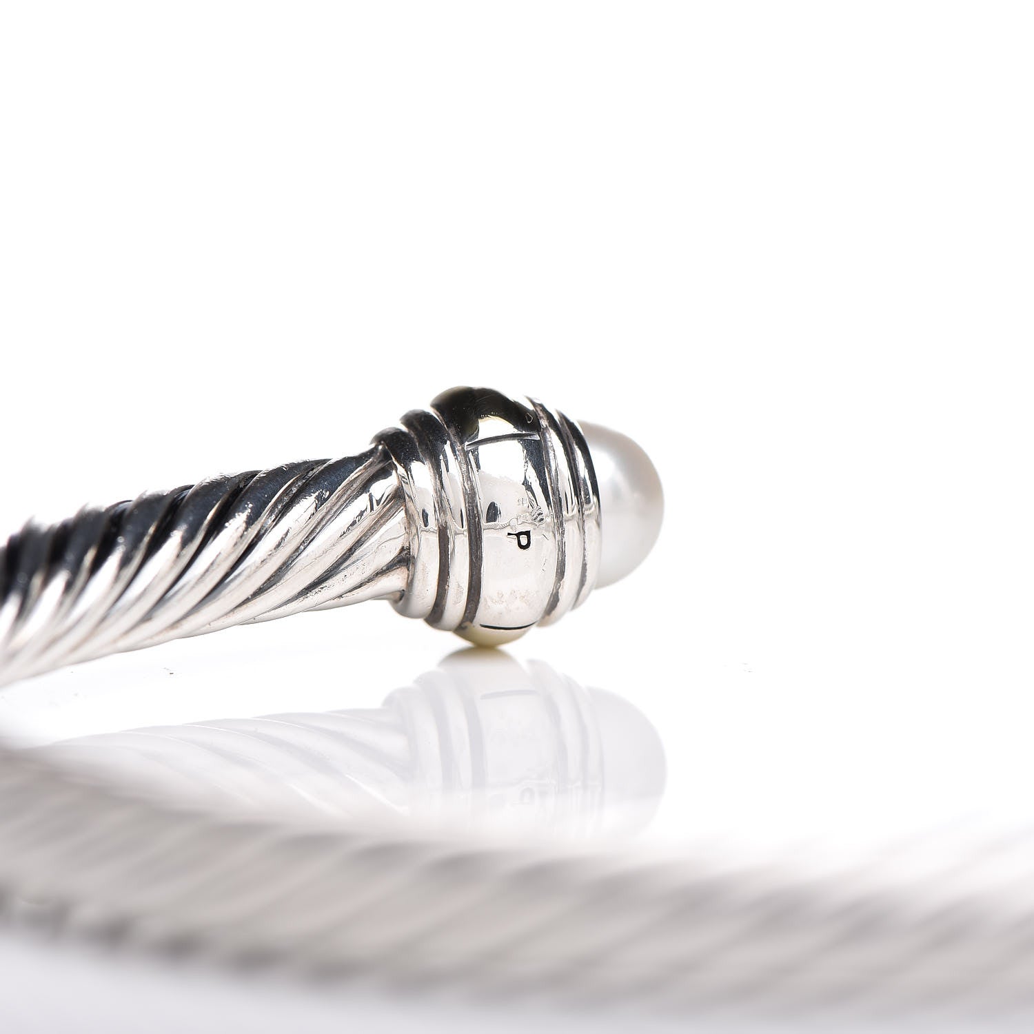 David Yurman Sterling Silver 14K Yellow Gold Pearl 5mm Cable Classics Bracelet 4 of 5