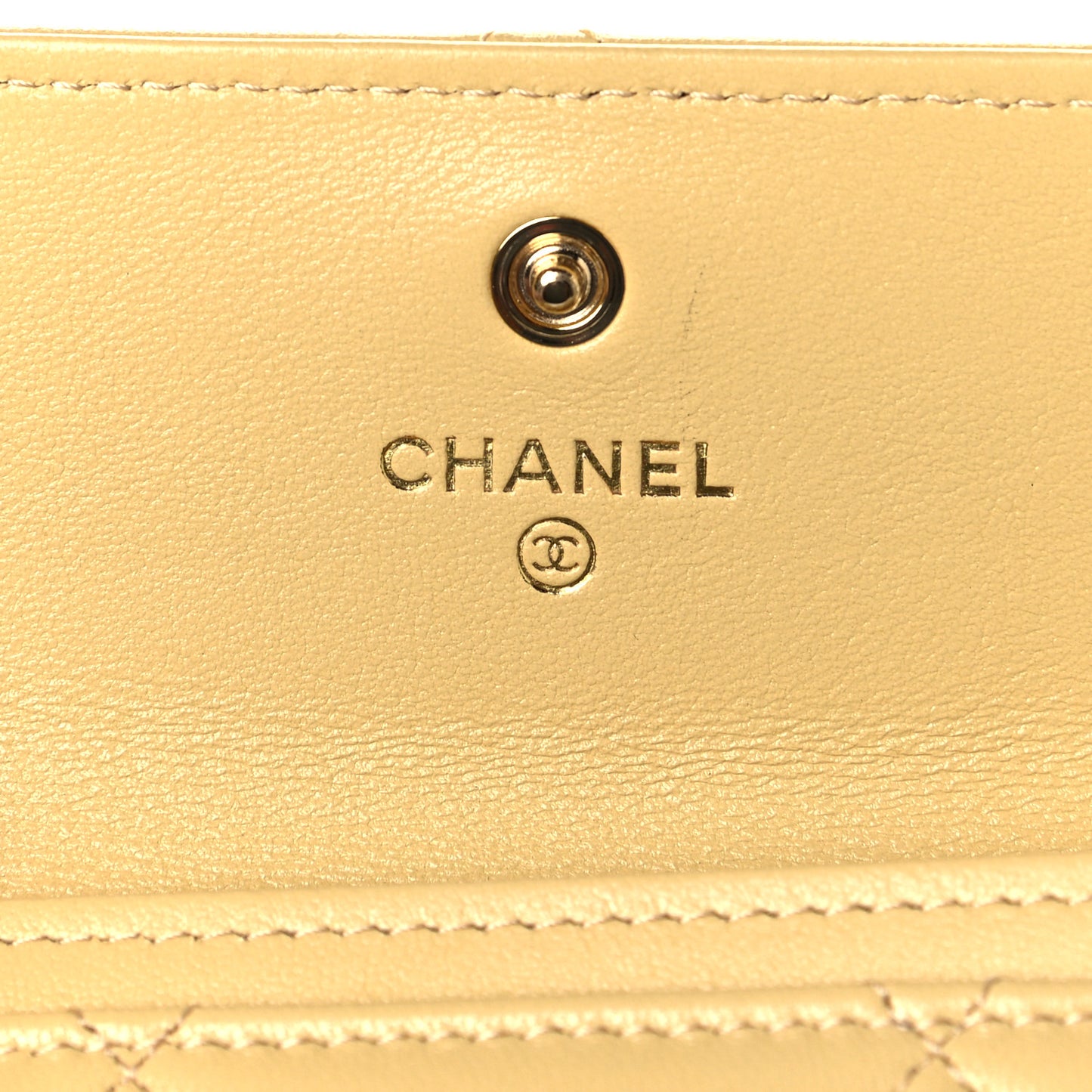 Lambskin Quilted Chanel 19 Flap Card Holder Yellow