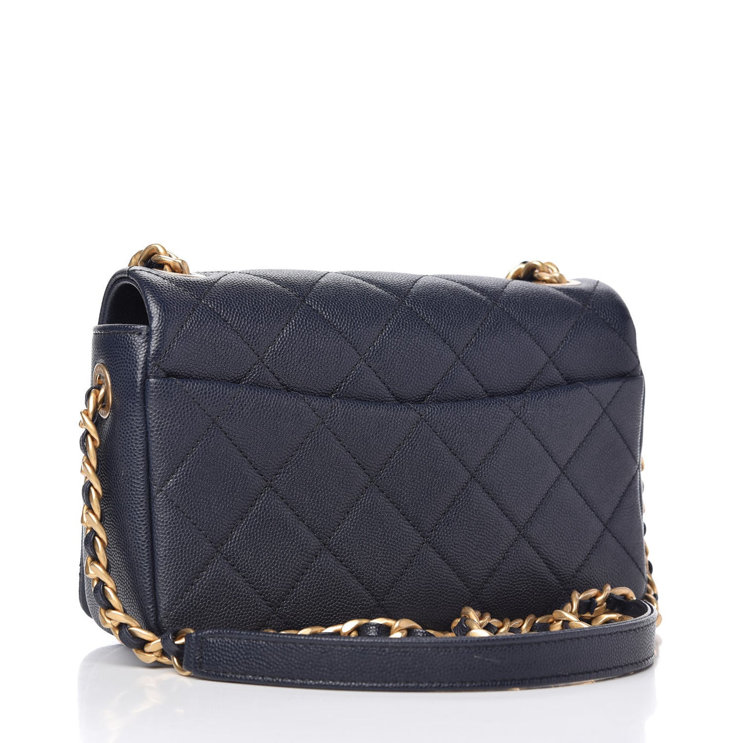 Caviar Quilted Small Fashion Therapy Flap Bag Navy Blue