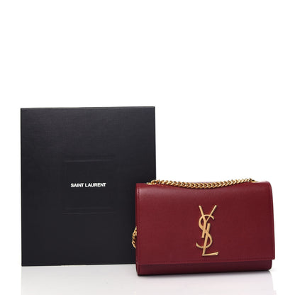 Saint Laurent Grain De Poudre Small Monogram Kate Satchel Rouge Eros 10 of 10