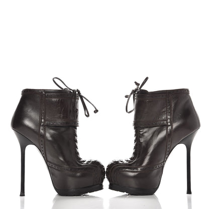 Saint Laurent Nappa Tribtoo 105 Lace Up Booties 37 Chocolate 7 of 11