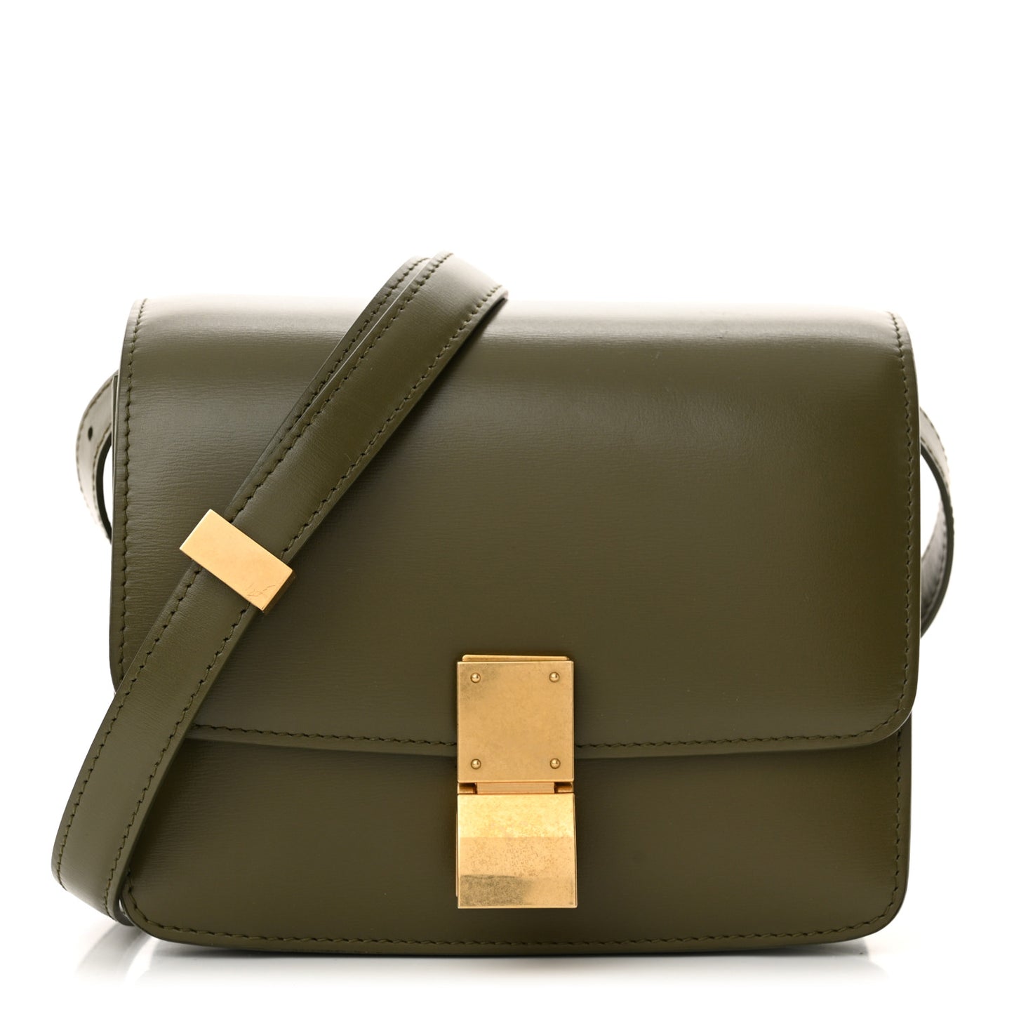 Box Calfskin Small Classic Box Flap Bag Army Green