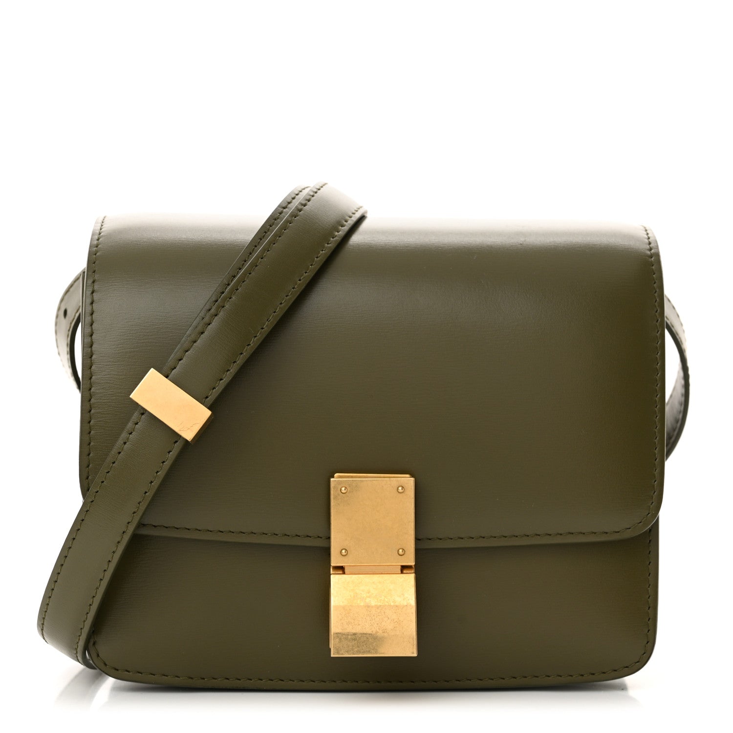 Celine Box Calfskin Small Classic Box Flap Bag Army Green 1 of 11