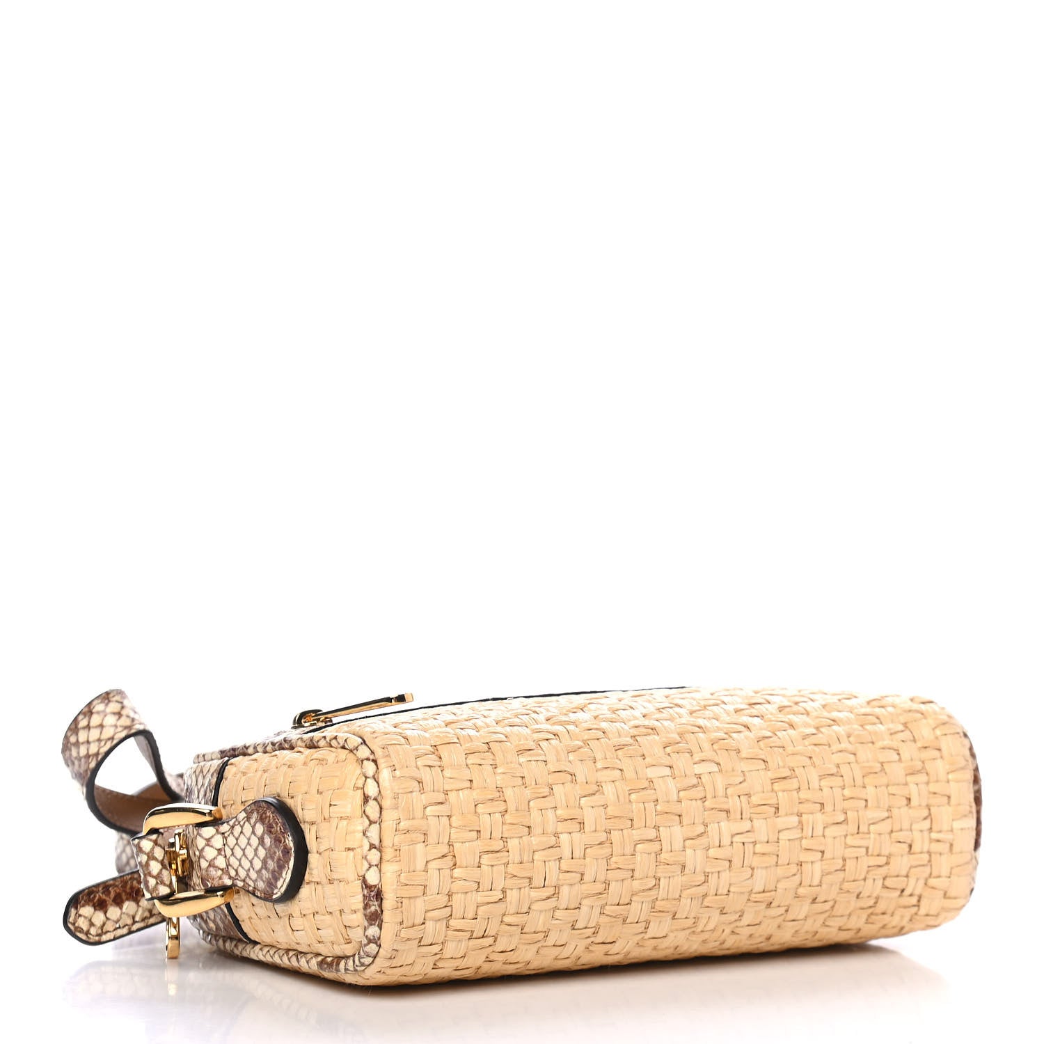 Gucci Raffia Elaphe Mini Ophidia Shoulder Bag Natural Cream Brown 3 of 4