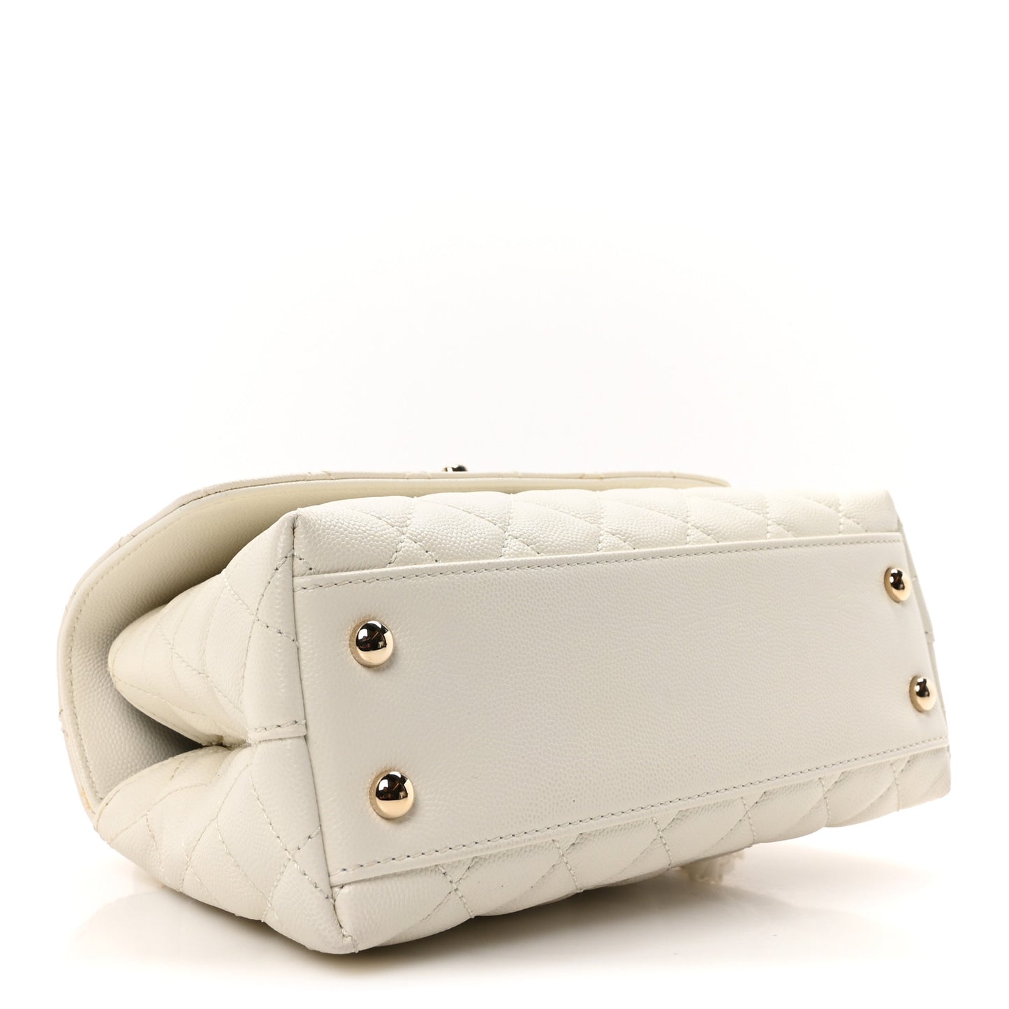 Caviar Quilted Mini Coco Handle Flap White