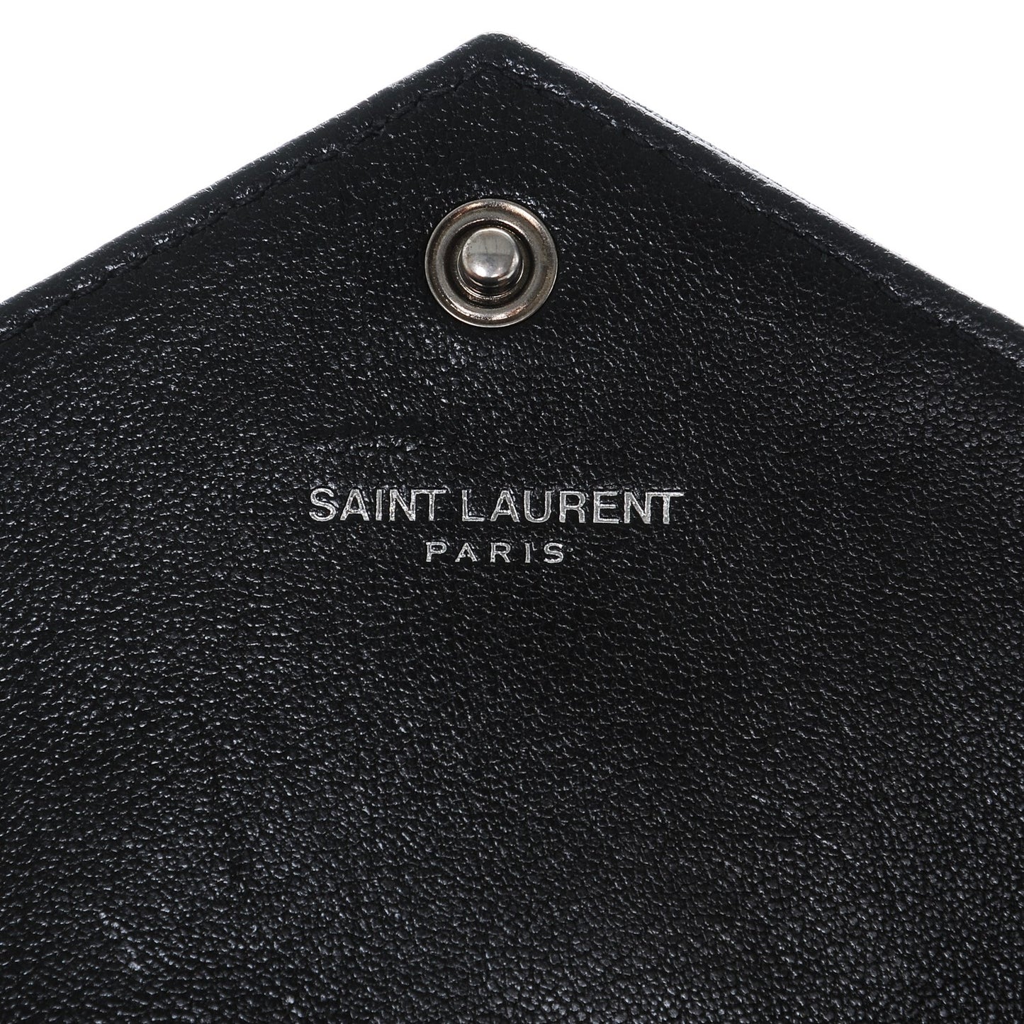 Calfskin Matelasse Chevron Heart Patchwork Monogram Wallet Black