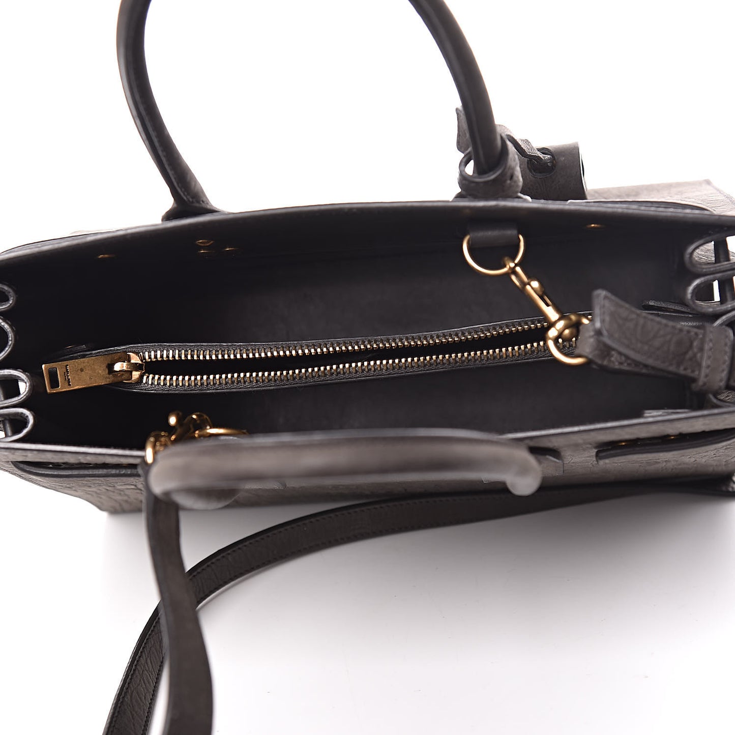 Crocodile Embossed Nubuck Baby Sac De Jour Dark Anthracite