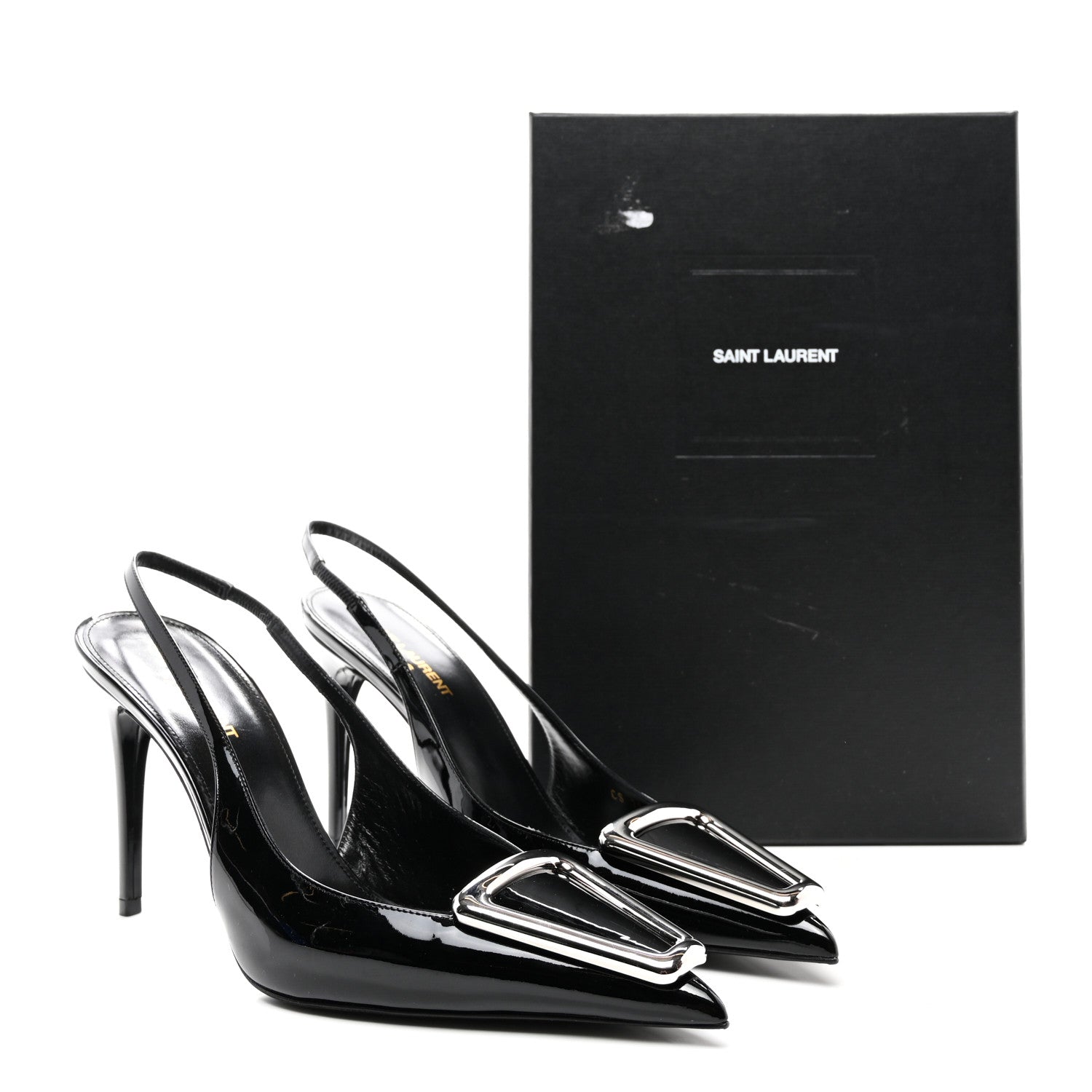 Saint Laurent Vernice Grupy Avenue 95 Slingback Pumps 40 Black 9 of 9