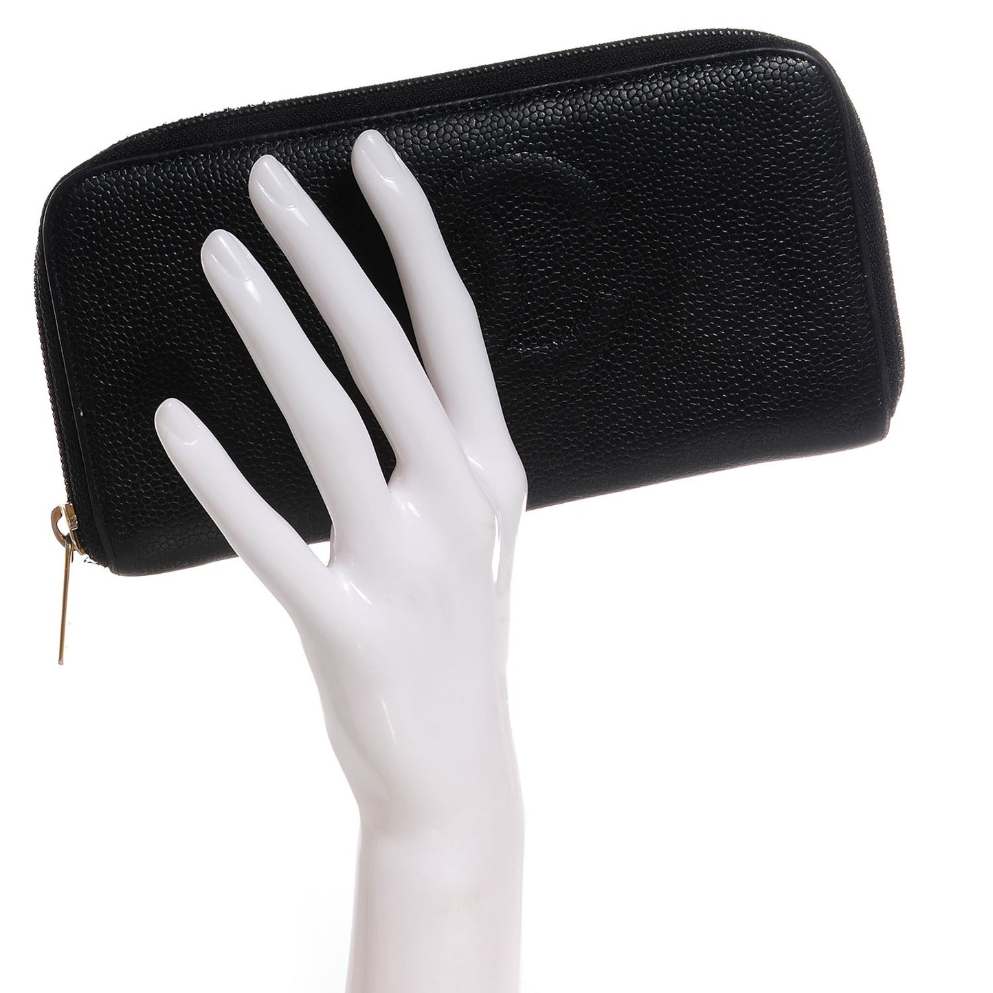 Caviar CC Timeless Large Zip Around Wallet Black