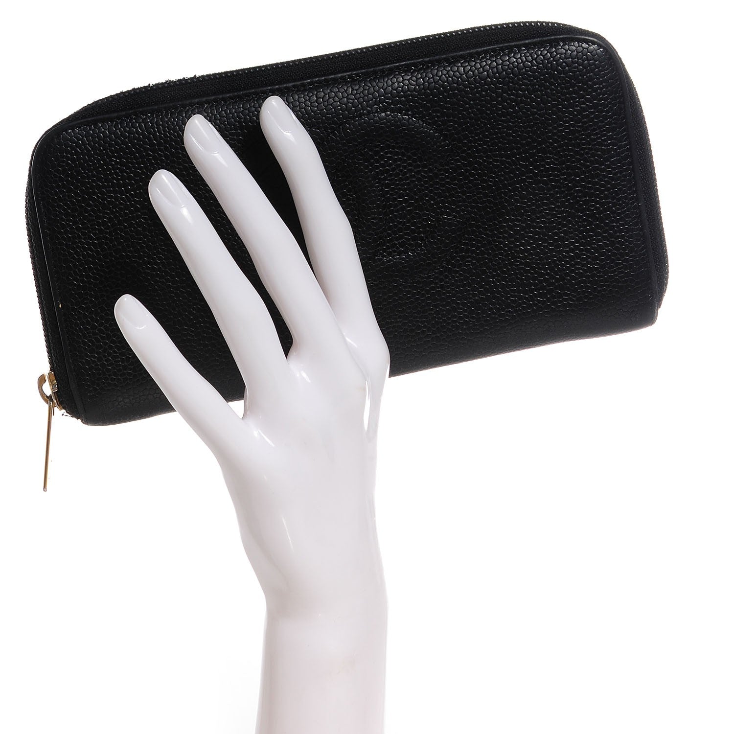 Chanel Caviar CC Timeless Large Zip Around Wallet Black 2 of 8