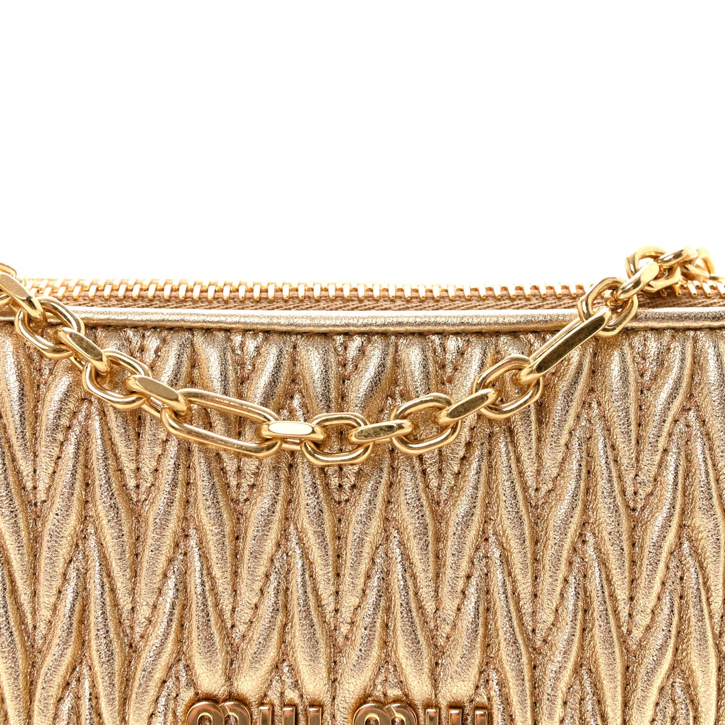 Metallic Nappa Matelasse Chain Shoulder Bag Platino