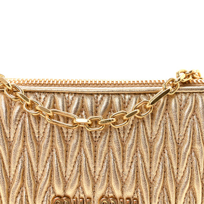 Miu Miu Metallic Nappa Matelasse Chain Shoulder Bag Platino 7 of 9