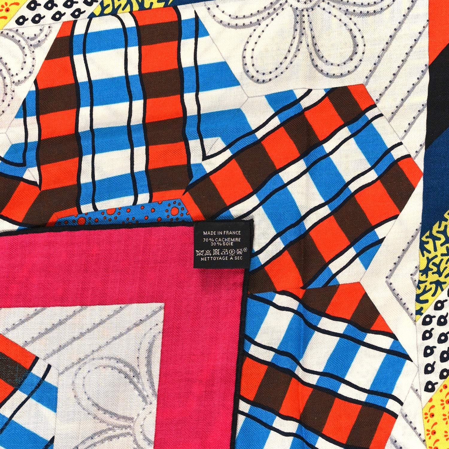 Hermes Cashmere Silk American Quilts Shawl 140 3 of 3