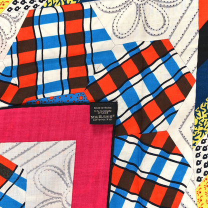 Hermes Cashmere Silk American Quilts Shawl 140 3 of 3