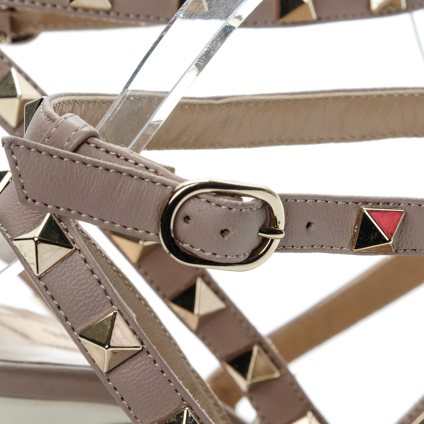 Patent Rockstud Ankle Strap 100mm Pumps 40 Light Ivory Poudre