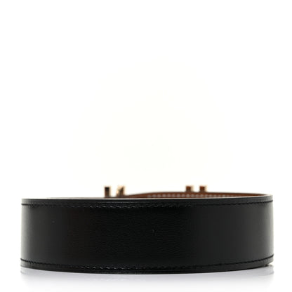Hermes Box Togo 32mm Au Carre H Belt 95 Black Gold 2 of 5