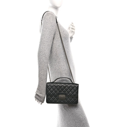 Chanel Goatskin Quilted Small CC University Top Handle Flap Black 2 of 10