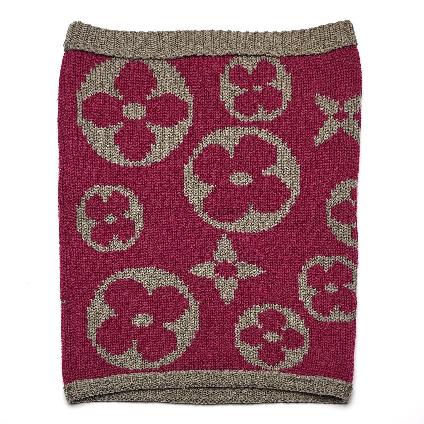 Wool Grand Froid Snood Scarf Dark Pink Grey