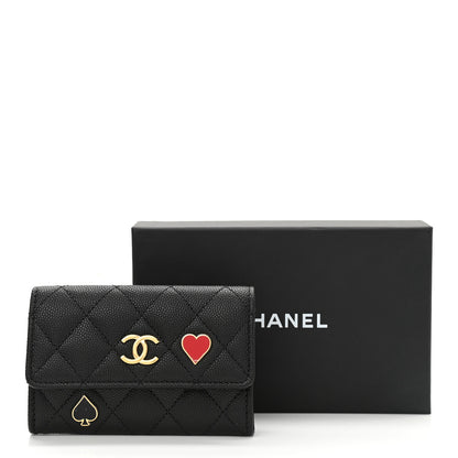 Chanel Caviar Quilted Enamel Coco Casino Flap Card Holder Wallet Black 9 of 9