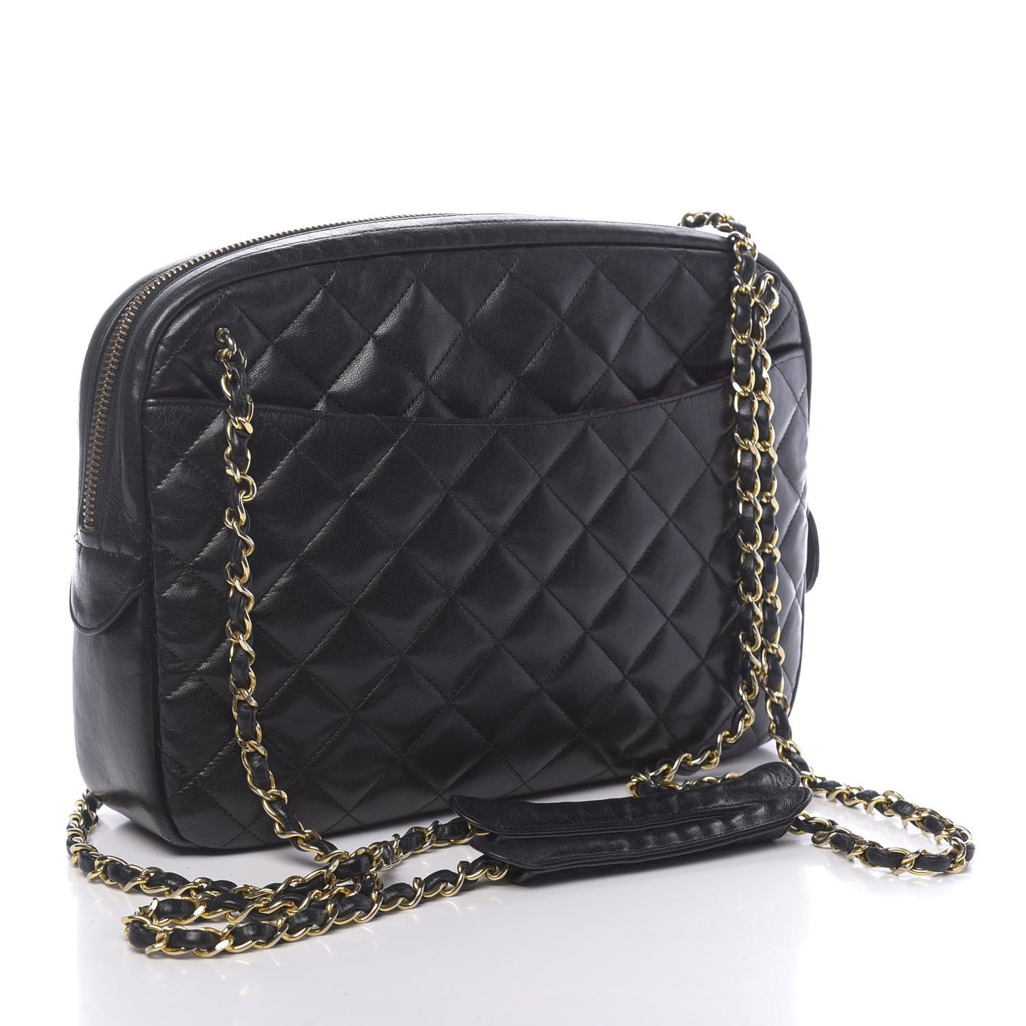 Lambskin Quilted Medium Camera Case Black