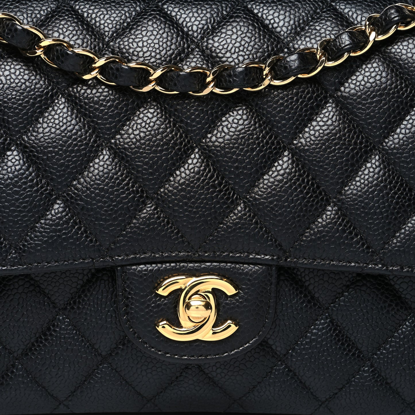 Caviar Quilted Medium Double Flap Black