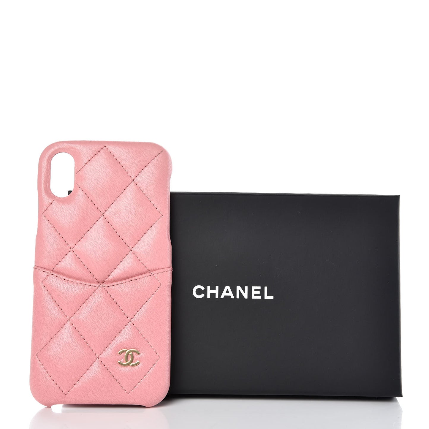 Lambskin Quilted iPhone X Coco Tech Case Pink