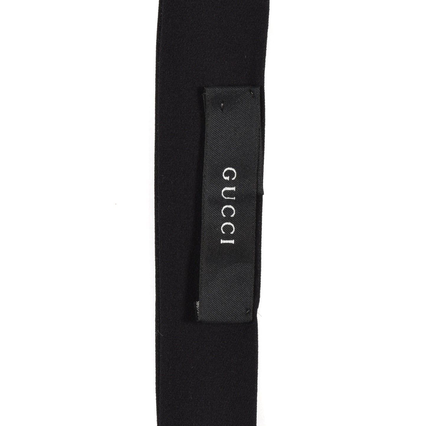 Silk Twill Flora Fringe Neck Bow Black
