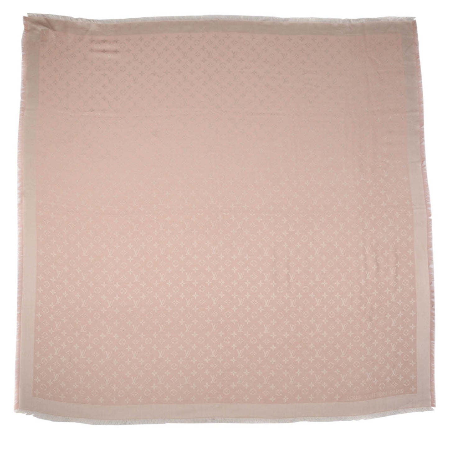 Silk Wool Monogram Denim Shawl Rose
