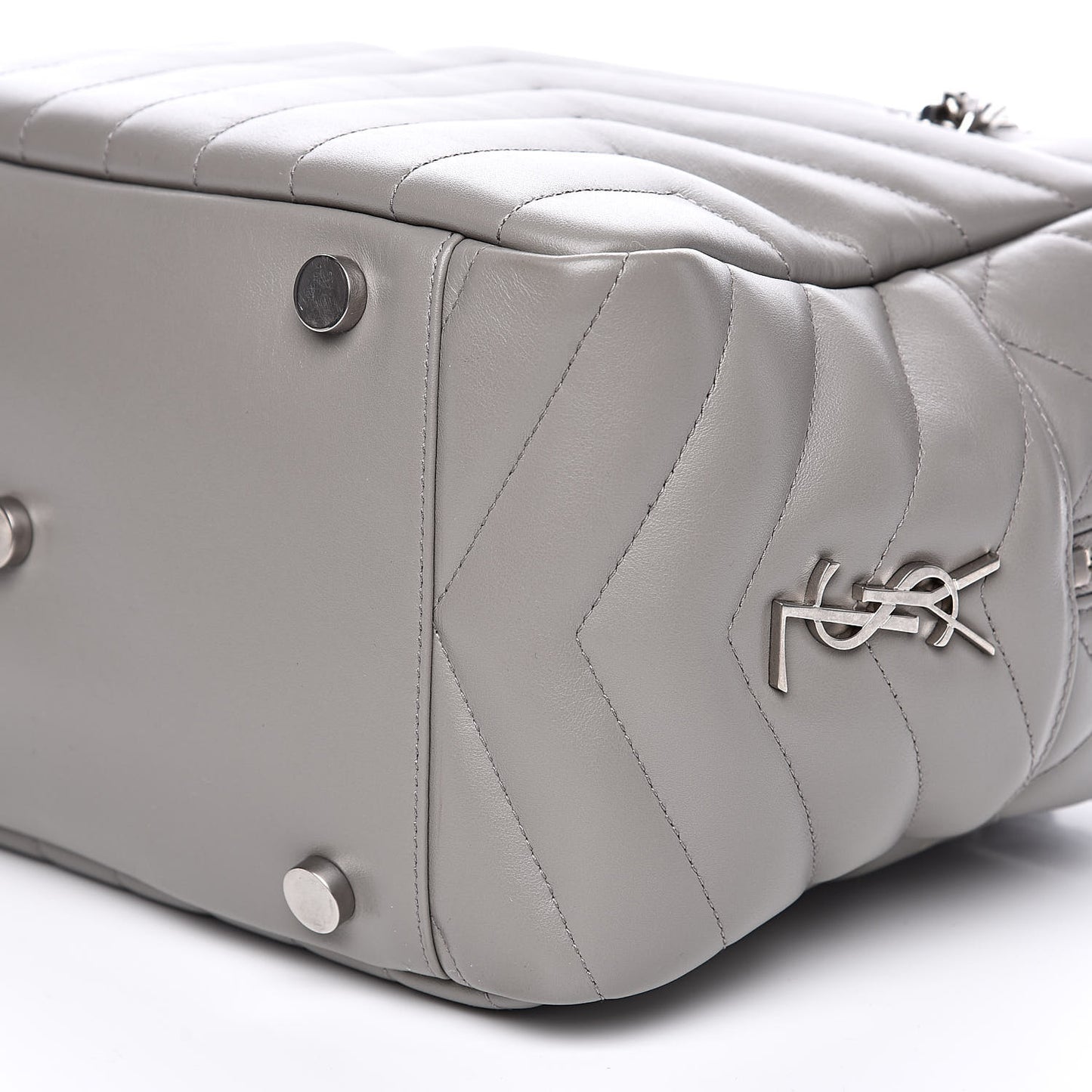 Calfskin Y Quilted Monogram Loulou Bowling Bag Grey