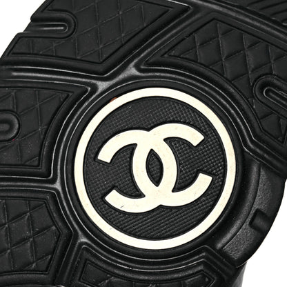 Chanel Mesh Suede Grained Calfskin Womens CC Sneakers 37 Black White 8 of 11
