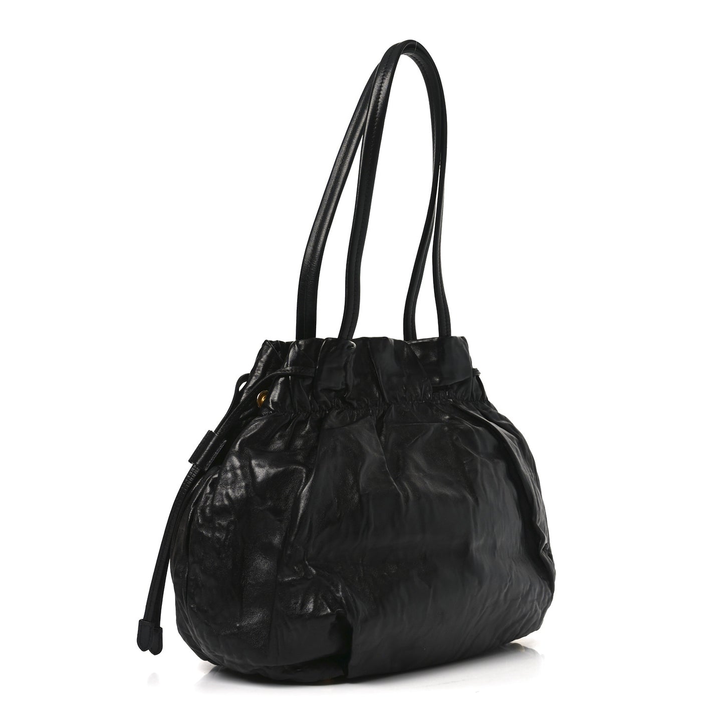 Nappa Antique Drawstring Tote Black