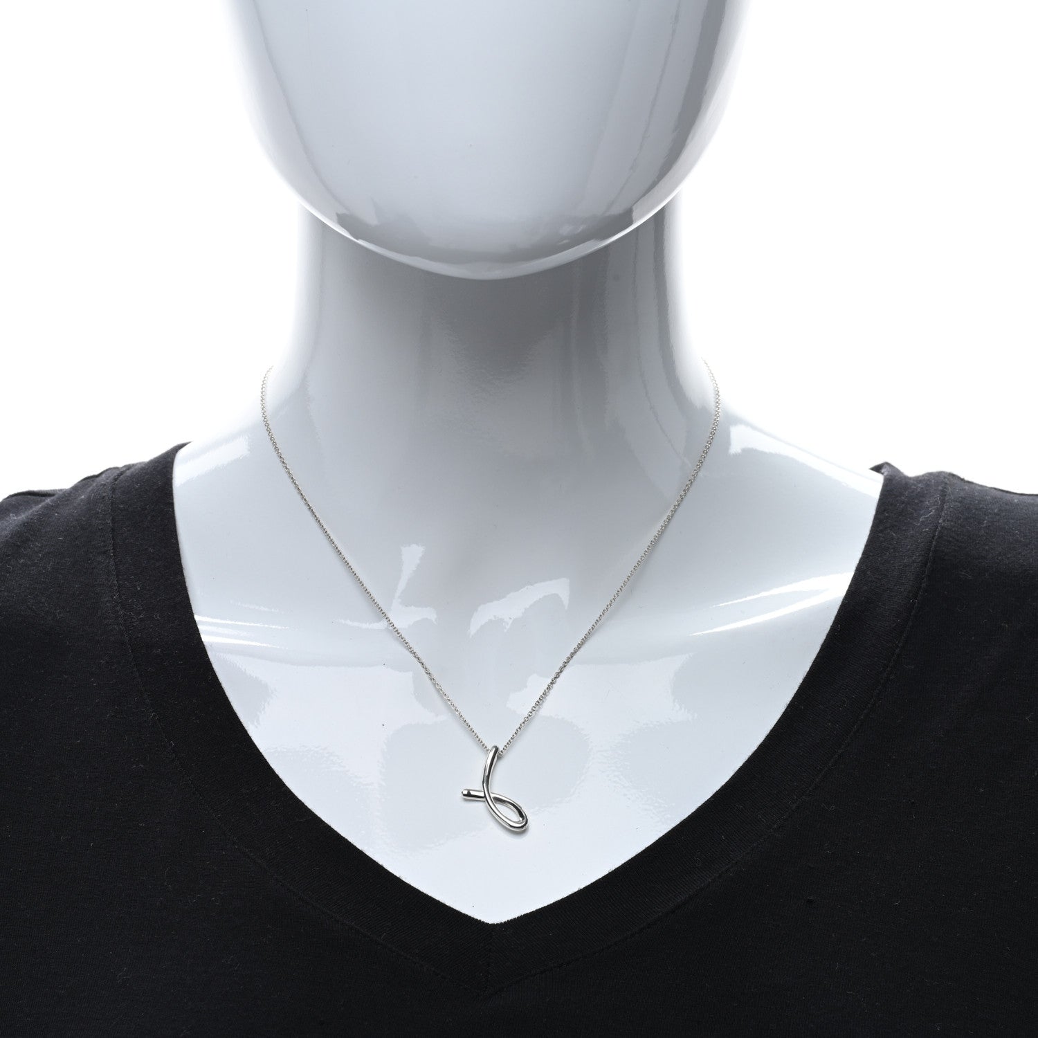 Tiffany Sterling Silver Elsa Peretti Letter J Pendant Necklace 3 of 4