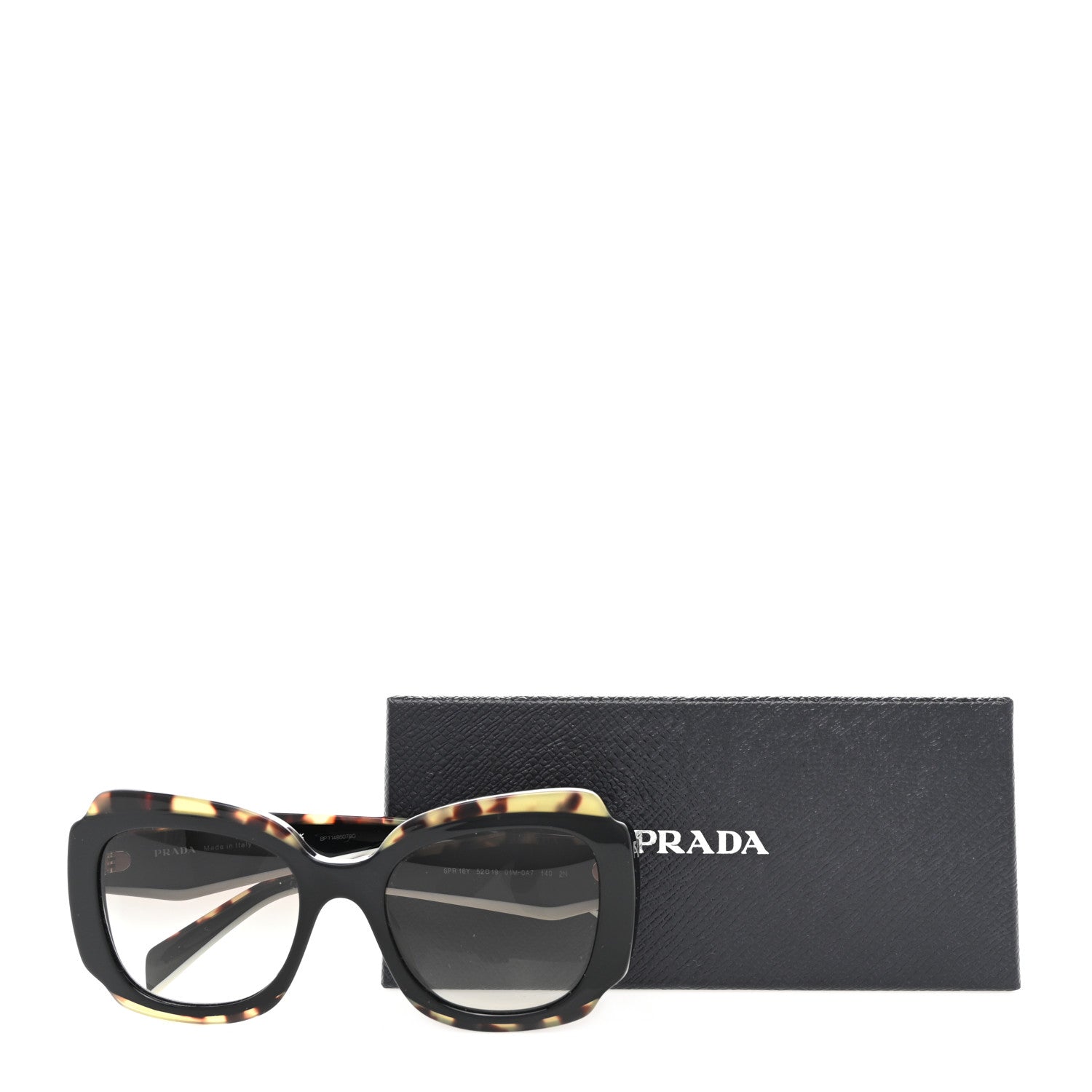 Prada Acetate Square Sunglasses SPR 16Y Black Havana 7 of 7